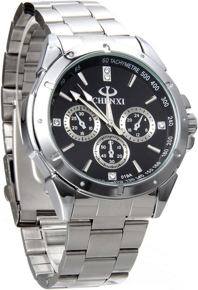 Avaner für Männer Multifunktions DREI Zeitzonenanzeige Watch, mit Edelstahl Analog Quarzwerk wasserdichte Business von Avaner