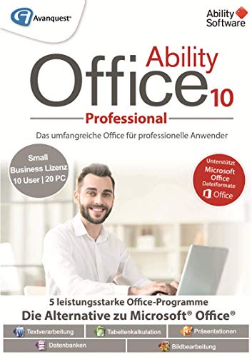 Ability Office 10 Professional | Small-Business-Lizenz | 20 Gerät | 10 Benutzers | PC | PC Aktivierungscode per Email von Avanquest/Ability