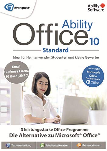 Ability Office 10 Standard - 10 | Small-Business-Lizenz | 20 Gerät | 10 Benutzers | PC | PC Aktivierungscode per Email von Avanquest/Ability
