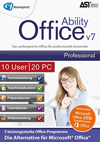 Ability Office 7 Professional - Business Lizenz für 10 Benutzer und bis zu 20 PCs! [Download] von Avanquest/Ability