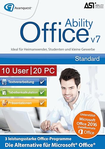 Ability Office 7 - Small Business Lizenz für 10 Benutzer und bis zu 20 PC! Microsoft 10|8|7|Vista [Download] von Avanquest/Ability