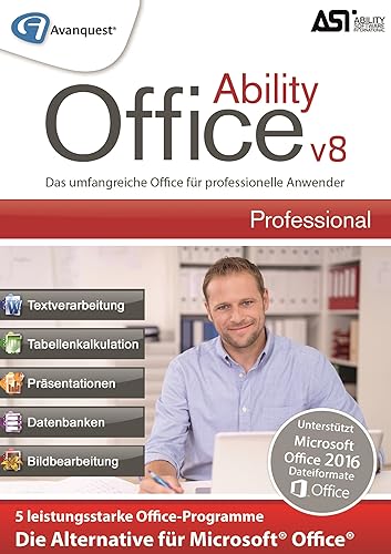 Ability Office 8 Professional - Die leistungsstarke Office-Alternative ohne Abo! Für Win 10|8|7 [Online Code] von Avanquest/Ability
