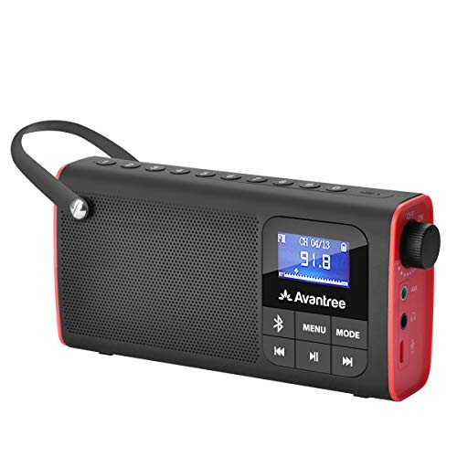 Avantree 3 in 1 Portable Tragbares FM Radio, Klein Mini Radio mit Bluetooth Lautsprecher, SD Card MP3 Player mit Akku, Auto Scan Save, LED Display, Batteriebetrieben - SP850 von Avantree