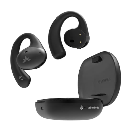 Avantree AcuEar Pebble - Bluetooth Persönlicher Tonverstärker mit Kabellos Tischmikrofon & Open Ear Kopfhörer 2-in-1 für Senioren, Klarer Sprachübertragung, Komfortable offene Ohrhörer, und Ladeetui von Avantree