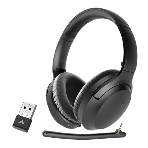 Avantree Aria 90B Bluetooth 5.0 Noise Cancelling Kopfhörer mit Mikrofon & USB Adapter für PC Laptop Mobiltelefone, 35 Stunden Batterrie Komfortables kabelloses Headset Over Ear für Musik & Anrufe von Avantree