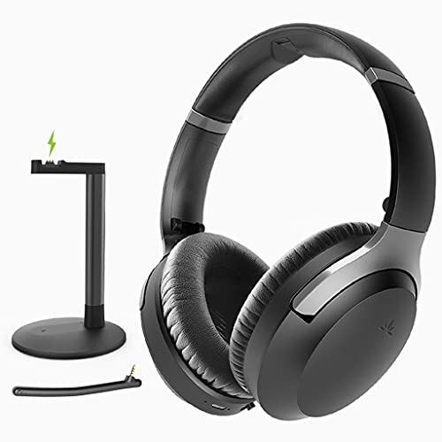 Avantree Aria Podio aptX-HD Bluetooth 5.0 Noise Cancelling Kopfhörer mit Ladestation, Kabellos Over Ear Headset mit Boom-Mikrofon für Besprechungen, Online-Unterricht, Arbeiten am PC, Handy, Laptop von Avantree