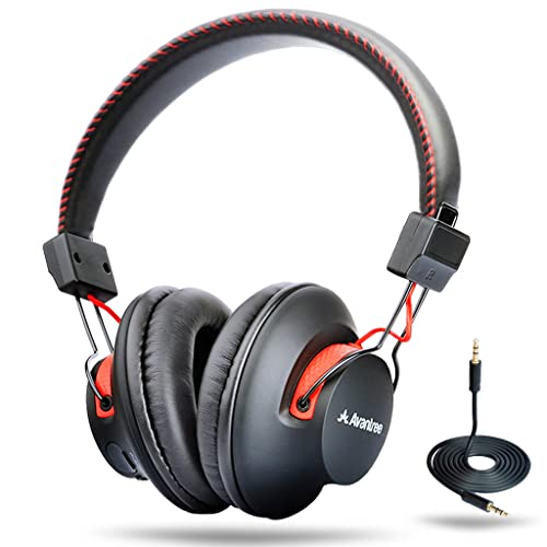 Avantree Audition – Bluetooth Over Ear Kopfhörer & Mikrofon für PC mit 40 Stunden Akkulaufzeit, kabellos und verkabeltem Modus und langlebiger, robuster Konstruktion von Avantree