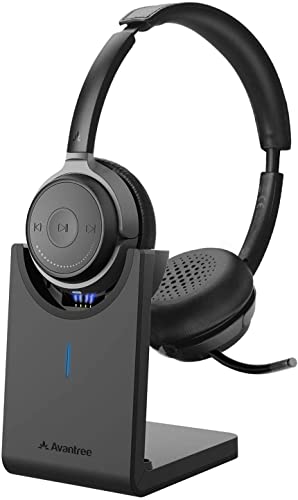 Avantree Bluetooth 5.0 Kopfhörer mit Abnehmbaren Mikro & Ladeständer, aptX HD Kabelloses Headset für PC Computer, Low Latency, Herausragender Sound für Musik, Skype, Anrufe, TV, Handys - Alto Clair von Avantree