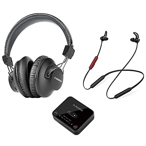 Avantree D4169 Dual Bluetooth 5.0 Kabellose Over & In Ear Kopfhörer Ohrhörer für Fernseher mit Sender, 40 & 20 Stun Funkkopfhörer TV, Personalisierte Lautstärkeregelung, Plug n Play, Keine Verzögerung von Avantree