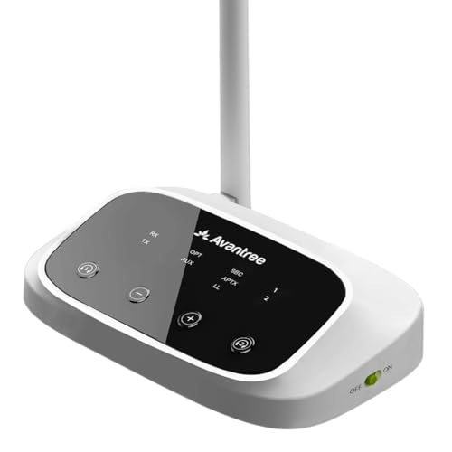 Avantree Oasis B Bluetooth 5.0 Audio Transmitter Empfänger Bypass für TV, Class 1 Große Reichweite, aptX Low Latency Sender Adapter für 2 Kopfhörer, Stereo Heimlautsprecher, Digital Optical, AUX, RCA von Avantree