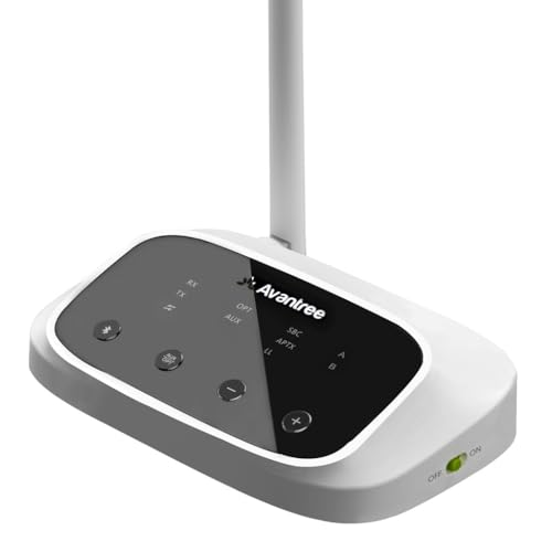 Avantree Oasis B – Bluetooth Audio Transmitter Empfänger für TV mit Dual-Link-Funktionen, Pass-Through-Funktionen und ohne Audio-Delay, große Klasse 1-Reichweite, LED-Anzeige, optischer AUX-Anschluss von Avantree