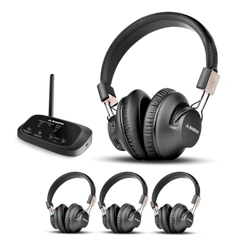 Avantree Quartet 2 – [2025 Aktualisiert] Bluetooth-kompatibles kabelloses Gruppenhörsystem mit Kopfhörern & Sender für Partys, Silent Discos, TV – Mehrere Kopfhörer mit niedriger Latenz & klarem Sound von Avantree