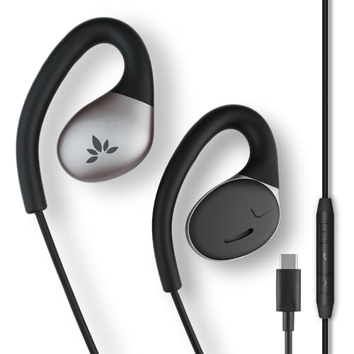 Avantree Resolve-C - USB C Kabel Open Ear Ohrhörer und Mikrofon (für kleine, mittlere Ohren) und Over Ear Haken, Kopfhörer kompatibel mit Samsung Galaxy, Google Pixel und Anderen Typ C Smartphones von Avantree