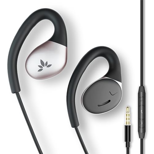 Avantree Resolve - Kabelgebundene Open-Ear-Kopfhörer mit Mikrofon(für kleine, mittlere Ohren) Musik, Anrufe, Umgebungsmodus, Bedienung direkt am Kabel, mit Over-Ear-Bügel, 3,5-mm-AUX- Anschluss von Avantree