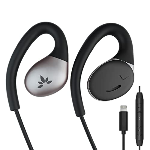 Avantree Resolve-L - Lightning Kabel Open-Ear-Kopfhörer mit Mikrofon und Lautstärkeregler, Für kleine bis mittelgroße Ohren, Kompatibel mit iPhone 14, 13, 12, 11, 10, Kabel Kopfhörer mit Ohrbügel von Avantree