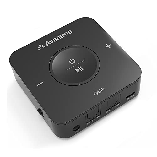 Avantree TC417 aptX Low Latency Bluetooth Transmitter Empfänger für TV, 20h Spielzeit Kabelloser Audio Sender Adapter, Unterstützt Optischen Toslink, Lautstärkeregelung für 3,5mm AUX, RCA von Avantree