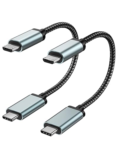 2-Pack USB C zu Micro USB Kabel, Nylon Kabel USB-C Micro USB Kabel Lade-Synchronisationskabel for Galaxy S7/S6/J7/J3, LG, DJI, PS4, Kindle, PS4 Xbox Controller, Android Phone (30CM, Grau) von Avatcen