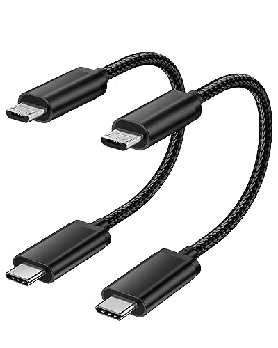 2er Pack USB C zu Micro USB Kabel, Nylon Typ C zu Micro USB Lade-Synchronisationskabel Kompatibel mit Galaxy S7/S6/J7/J3, LG, PS4, Kindle, DJI, PS4 Xbox Controller, Android Phone (30CM, Schwarz) von Avatcen