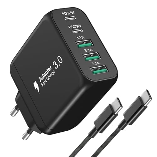 USB C Ladegerät, 5-Port USB Ladegerät 55W mit 2M Nylonkabel, 20W PD3.0 Typ C Schnellladewürfel für iPhone 15/14/13/12/11/XS/XR/8/7 Plus, Multiport C Netzteil für Samsung Galaxy S24/S23/S22/S21/Tablet USB C Ladegerät, 5-Port USB Ladegerät 55W mit 2M Nylonkabel, 20W PD3.0 Typ C Schnellladewürfel für iPhone 15/14/13/12/11/XS/XR/8/7 Plus, Multiport C Netzteil für Samsung Galaxy S24/S23/S22/S21/Tablet von Avatcen