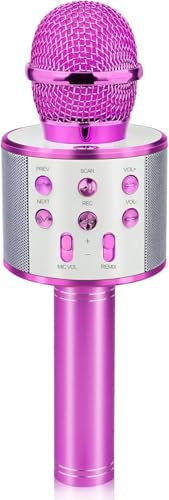 Avaxtt Kabelloses Karaoke-Mikrofon, Bluetooth, für Kinder, tragbar, mit mehrfarbigen LED-Lichtern zum Singen, Echo-Funktion, kompatibel mit Android/iOS, PC oder Smartphone von Avaxtt