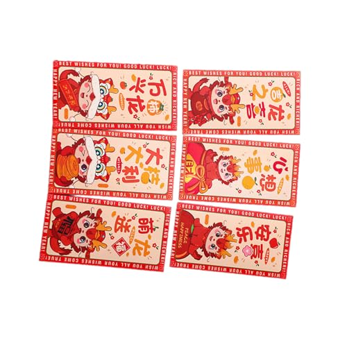6 x rote Briefumschläge für chinesisches Neujahr, traditionelles chinesisches Glück, Geldtasche, HongBao, Frühlingsfest, chinesisches Glücks-Geldbeutel, 6 Stück von Avejjbaey
