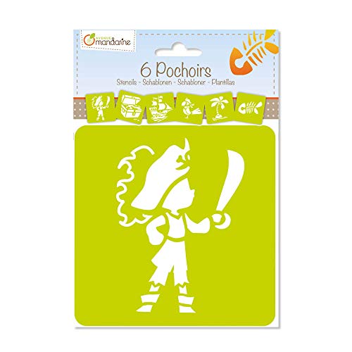 Avenue Mandarine 42837O - Set (mit 6 Schablonen, 15 x 15 cm, geeignet für Kinder ab 3 Jahre, für Filz- und Farbstifte, Farben oder Farbbomben, Piraten) 1 Set von Avenue Mandarine