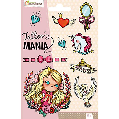 Avenue Mandarine CC001O Packung Tattoo Mania, ideal für Kinder ab 5 Jahren, 1 Pack, Prinzessin von Avenue Mandarine