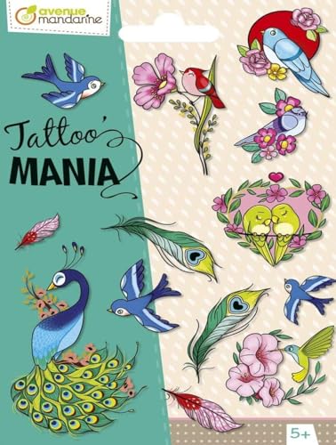 Avenue Mandarine CC055C - Tattoo'Mania, 1 Bogen mit 13 Tattoo-Abziehbilder / Rubbelbilder, ideal ab 5 Jahren, Vögel, 1 Stück Avenue Mandarine CC055C - Tattoo'Mania, 1 Bogen mit 13 Tattoo-Abziehbilder / Rubbelbilder, ideal ab 5 Jahren, Vögel, 1 Stück von Avenue Mandarine