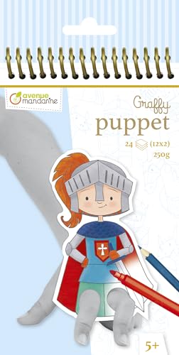 Avenue Mandarine GY009O Malblock Graffy Puppet, 250g Zeichenpapier mit je 12 Motiven x 2, ideal für Kinder ab 5 Jahren, 1 Stück, Drachen und Ritter von Avenue Mandarine