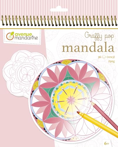 Avenue Mandarine GY027O Malbuch Graffy Pop Mandala, Zeichenpapier 250g, vorgestanzte Formen, 12 Motive wiederholen sich jeweils dreimal, ideal für Kinder ab 6 Jahren, 1 Stück, Rosa Avenue Mandarine GY027O Malbuch Graffy Pop Mandala, Zeichenpapier 250g, vorgestanzte Formen, 12 Motive wiederholen sich jeweils dreimal, ideal für Kinder ab 6 Jahren, 1 Stück, Rosa von Avenue Mandarine