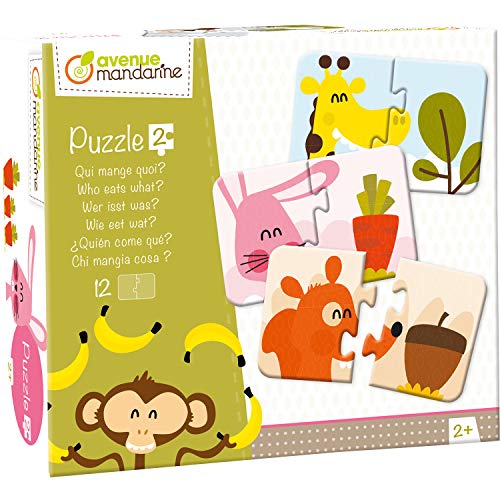 Avenue Mandarine JE519C - Puzzles Set, mit 12 Puzzles 2-teilig, praktisch, spielerisch und farbenfroh, ideal für Kinder ab 2 Jahren, 1 Set, Essen von Avenue Mandarine