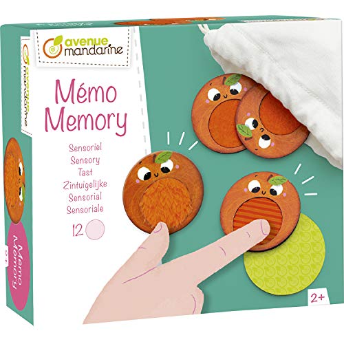 Avenue Mandarine JE524C - Tastmemory, 6 Mandarinenpaare 5cm, mit verschiedenen Oberflächen, 1 Baumwollsack, ideal ab 2 Jahren, 1 Box von Avenue Mandarine