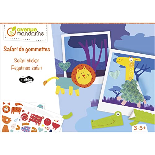 Avenue Mandarine KC044C Kreativset (mit lustige Stickers, geeignet für Kinder ab 3 Jahren) 1 Pack Safari von Avenue Mandarine