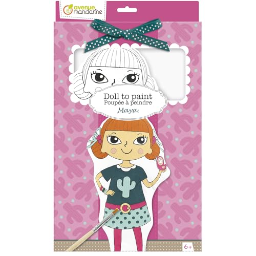 Avenue Mandarine PP029C Puppe zum Bemalen (29cm groß, aus bedruckter Baumwolle, perfekte Bastelprojekt für Ihr Kind) 1 Pack Maya von Avenue Mandarine