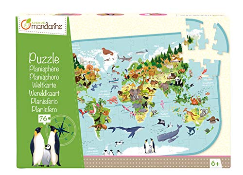 Avenue Mandarine PU014C Puzzle XXL, 72 Teile, mit Poster, ideal für Kinder ab 6 Jahren, 1 Stück, Weltkarte von Avenue Mandarine