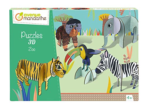 Avenue Mandarine PU015C - Puzzle 3D mit 5 Figuren, 5-10 Teile, ideal für Kinder ab 4 Jahren, 1 Stück, Zoo von Avenue Mandarine