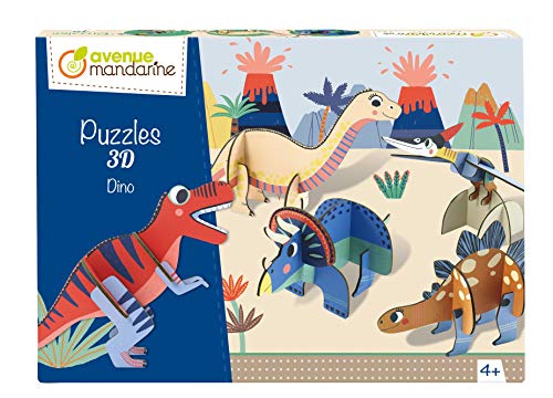 Avenue Mandarine PU016C Puzzle 3D mit 5 Figuren, 5-10 Teile, ideal für Kinder ab 4 Jahren, 1 Stück, Dino von Avenue Mandarine