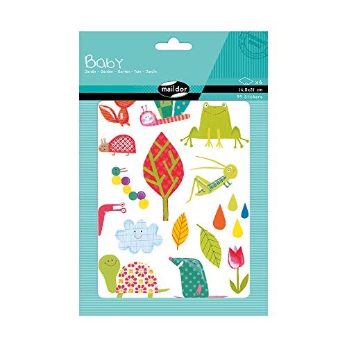 Maildor AE036O Baby Packung Stickers (mit 6 Bögen in Format DIN A5, 14, 8 x 21cm, ideal für Kinder ab 2 Jahren, Garten) 1 Pack von Maildor