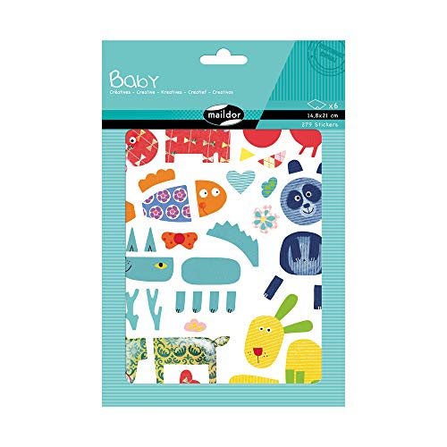 Maildor AE038O Baby Packung Stickers (mit 6 Bögen in Format DIN A5, 14, 8 x 21cm, ideal für Kinder ab 2 Jahren, kreativ) 1 Pack von Avenue Mandarine
