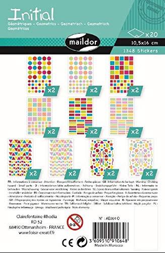 Maildor AE064O Packung Stickers Initial (20 Bögen, 10,5 x 16 cm, 1,348 Stickers, große Sortiment ideal für Kita oder Schulen) bunt von Maildor