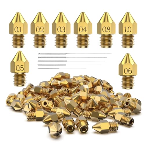 31 Stück MK8 3D Drucker Düsen Extruder für Ender 3, 0.4mm 0.1 0.2 0.3 0.5 0.6 0.8 1.0mm Düsen mit Reinigungsset für Ender 3 V2/Pro (1.75mm Filament) von Avericht