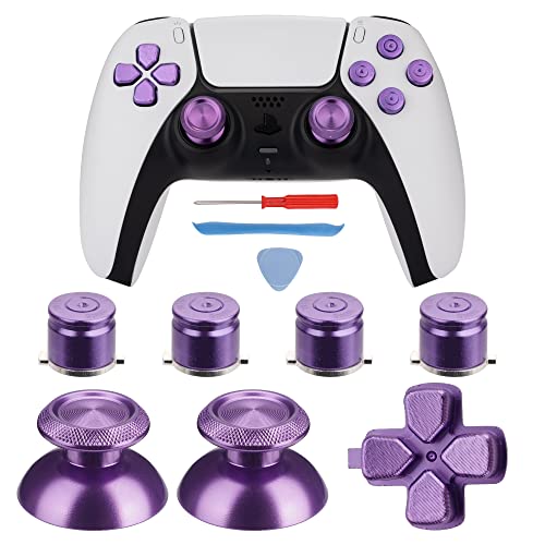 Avericht ABXY-Tasten, Dpad, Thumbsticks für PS5-Controller, Metall-Aluminium-Aktionstasten & Dpad & Analog-Stick, Ersatz-Kit für PS5-Controller (Metall, Violett) von Avericht