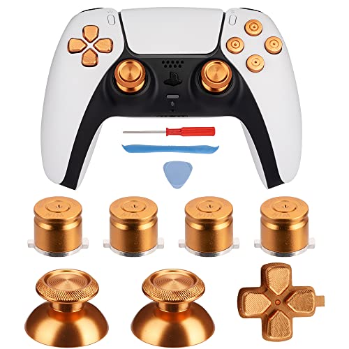 Avericht ABXY-Tasten, Dpad, Thumbsticks für PS5-Controller, Metall-Aluminium-Aktionstasten & Dpad & Analog-Stick, Ersatz-Kit für PS5-Controller (Metall Gold) von Avericht