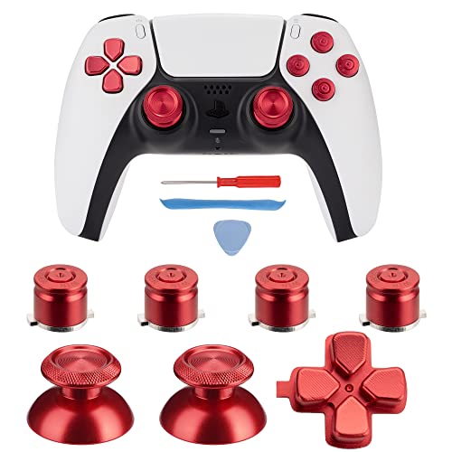 Avericht ABXY-Tasten, Dpad, Thumbsticks für PS5-Controller, Metall-Aluminium-Aktionstasten & Dpad & Analog-Stick, Ersatz-Kit für PS5-Controller (Metall rot) von Avericht