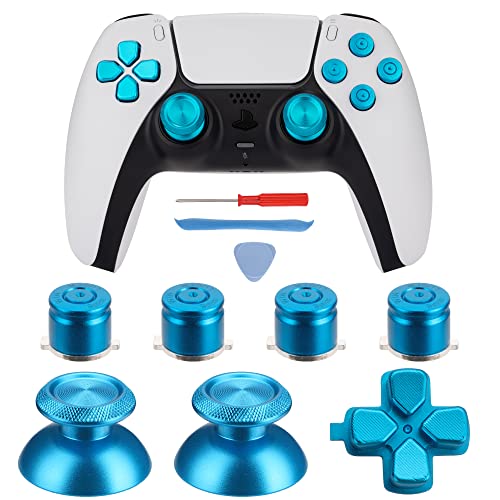 Avericht ABXY-Tasten, Dpad, Thumbsticks für PS5-Controller, Metall-Aluminium-Aktionstasten & Dpad & Analog-Stick, Ersatz-Kit für PS5-Controller (Metallblau) von Avericht