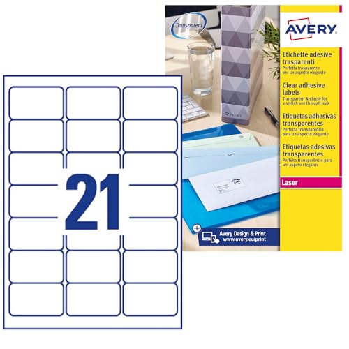 Avery Etiketten für Laserdrucker, transparent Avery Etiketten für Laserdrucker, transparent von Avery Dennsion Zweckform