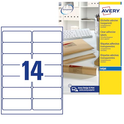 Avery Etiketten für Tintenstrahldrucker transparent Avery Etiketten für Tintenstrahldrucker transparent von Avery Dennsion Zweckform