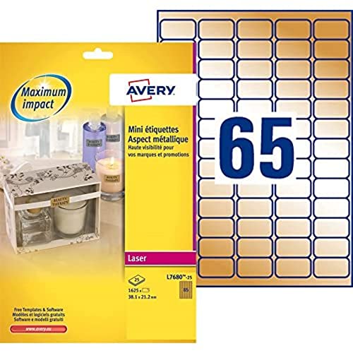 Avery Mini-Laser-Etiketten 25 Blatt golden von Avery Dennsion Zweckform