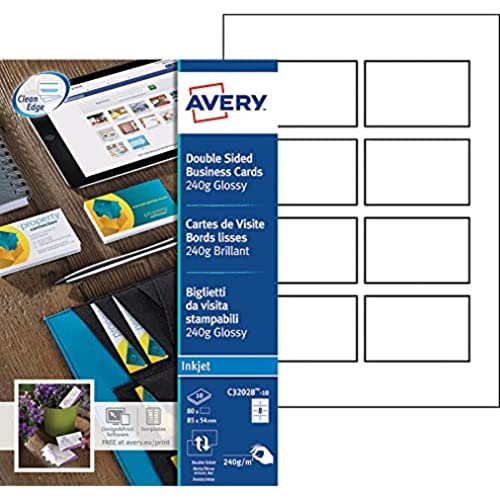 Avery Quick&Clean Visitenkarten doppelseitig bedruckbar für Tintenstrahldrucker 240 g/m² von Avery Dennsion Zweckform