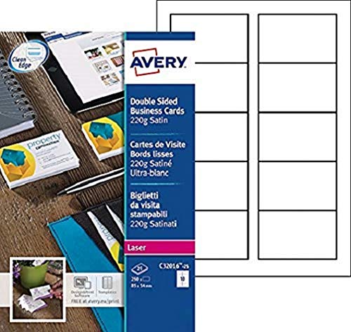 Avery Quick&Clean Visitenkarten doppelseitig bedruckbar seidenglänzend, Für Laserdrucker von Avery Dennsion Zweckform